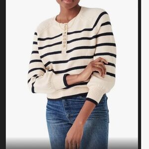 Faherty Cozy Cotton Striped Henley Sweater